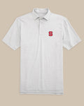 The front of the NC State Driver Spacedye Polo Shirt by Southern Tide - Slate Grey