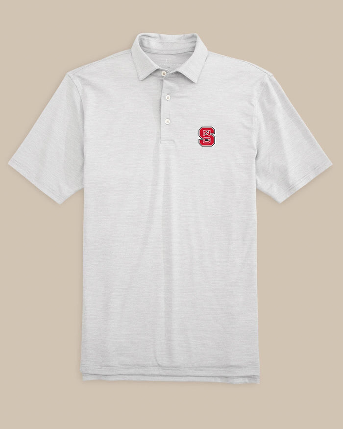 The front of the NC State Driver Spacedye Polo Shirt by Southern Tide - Slate Grey