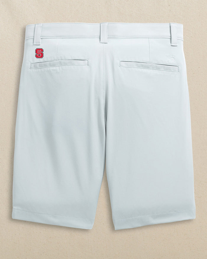 The back view of the Southern Tide NC State Wolfpack Birdie 8" Coastal Breeze® Performance Short by Southern Tide - Seagull Grey