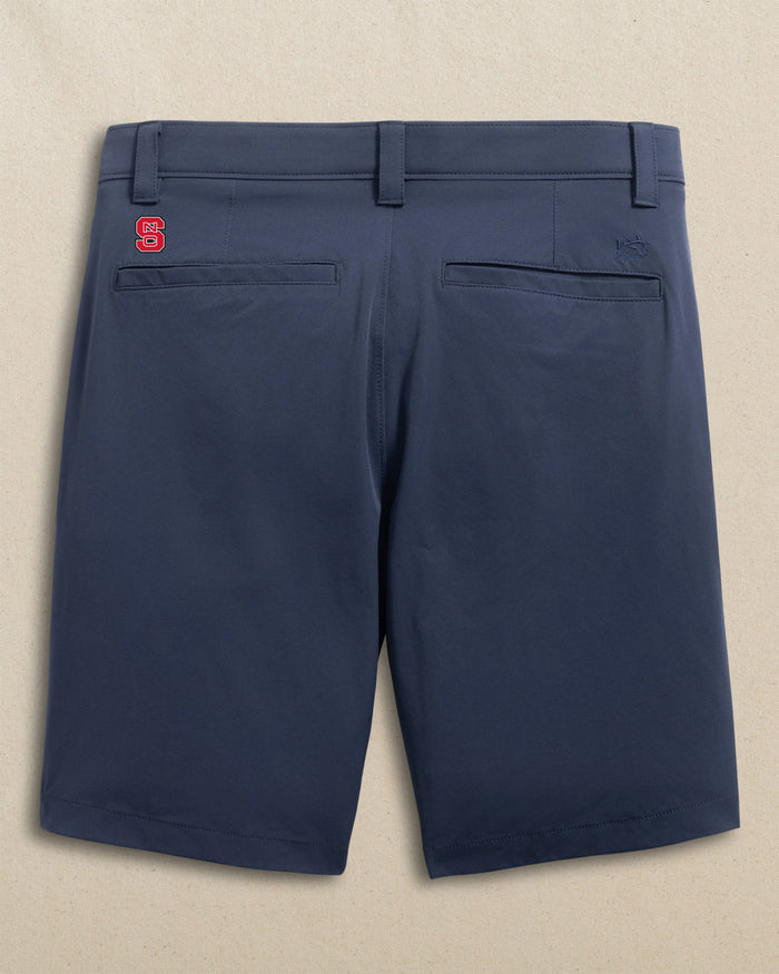 The back view of the Southern Tide NC State Wolfpack Birdie 8" Coastal Breeze® Performance Short by Southern Tide - True Navy
