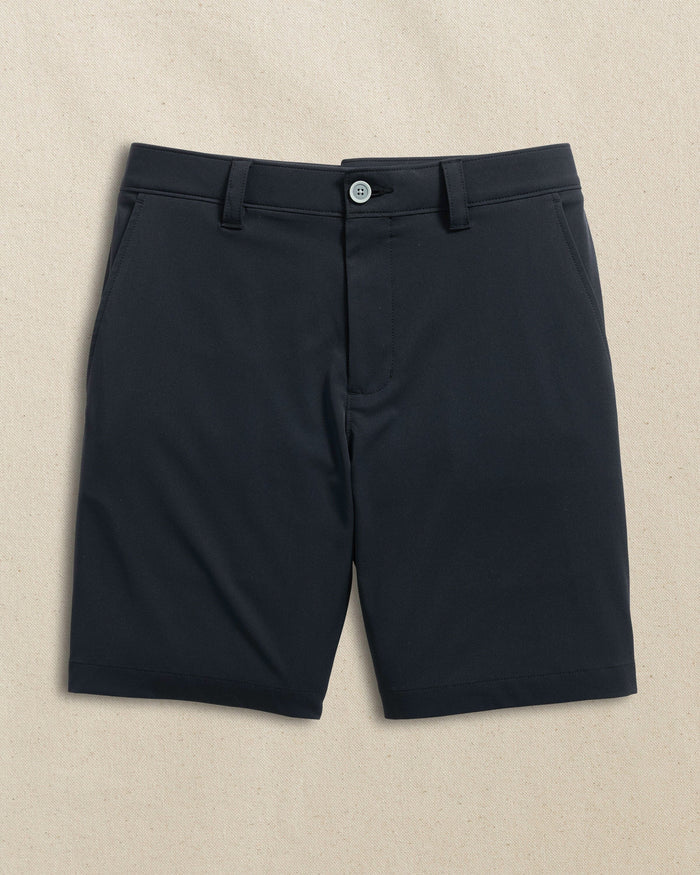 The front view of the Southern Tide NC State Wolfpack brrr°®-die 8" Performance Short by Southern Tide - Caviar Black
