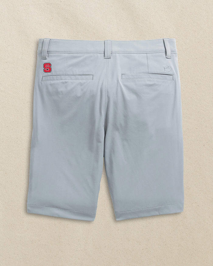 The back view of the Southern Tide NC State Wolfpack brrr°®-die 8" Performance Short by Southern Tide - Steel Grey