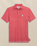 The front view of the Southern Tide NC State Wolfpack Driver Dunes Edge Plaid Polo by Southern Tide - Varsity Red