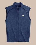 The front view of the Notre Dame Fighting Irish Baybrook Heather Vest by Southern Tide - Heather Navy