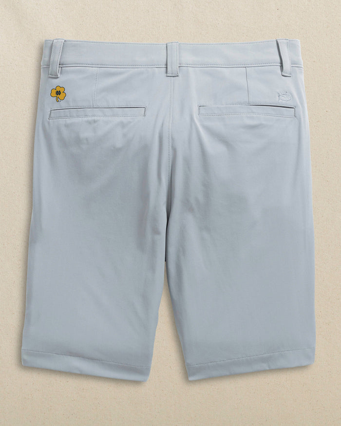 The back view of the Southern Tide Notre Dame Fighting Irish brrr°®-die 8" Performance Short by Southern Tide - Steel Grey