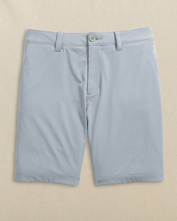 The front view of the Southern Tide Notre Dame Fighting Irish brrr°®-die 8" Performance Short by Southern Tide - Steel Grey