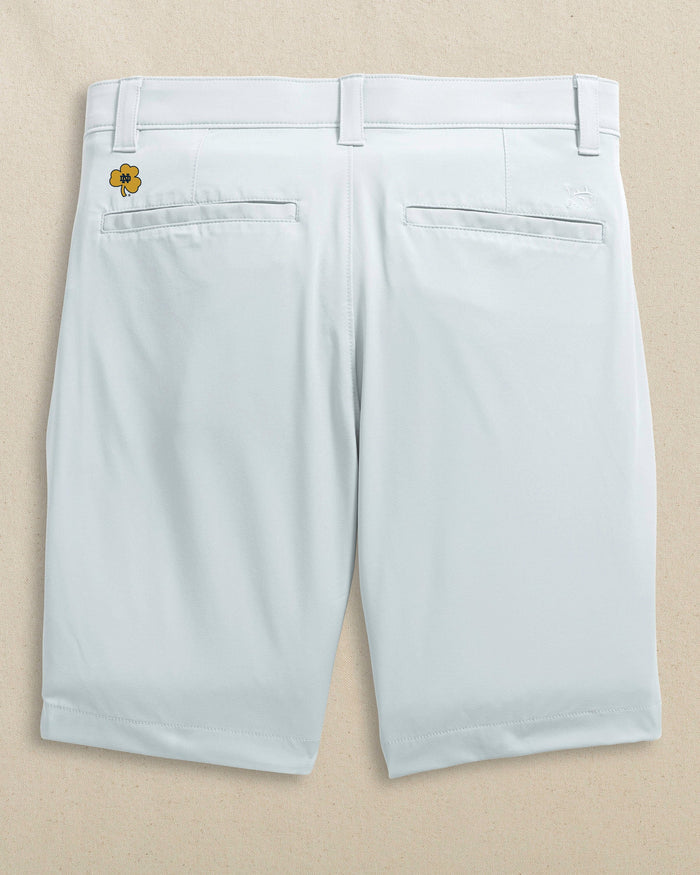 The back view of the Southern Tide Notre Dame Fighting Irish brrr°®-die 8" Performance Short by Southern Tide - Seagull Grey