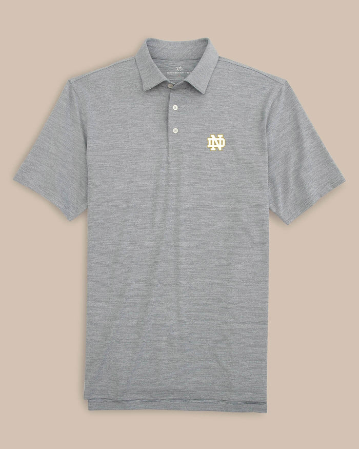 The front view of the Notre Dame Fighting Irish Driver Spacedye Polo Shirt by Southern Tide - Navy