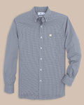 The front view of the Notre Dame Fighting Irish Gingham Button Down Shirt by Southern Tide - Navy