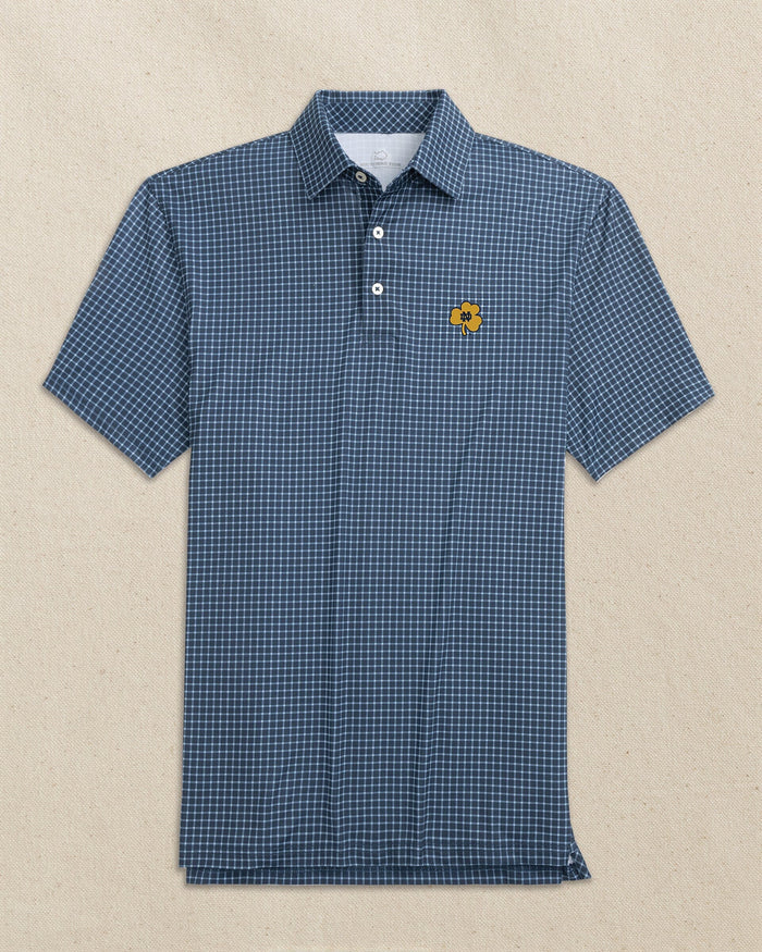 Notre Dame Shamrock Driver Dunes Edge Plaid Polo C_Polo Shirts Southern Tide