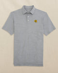 The front view of the Southern Tide Notre Dame Shamrock Driver Spacedye Polo by Southern Tide - Navy