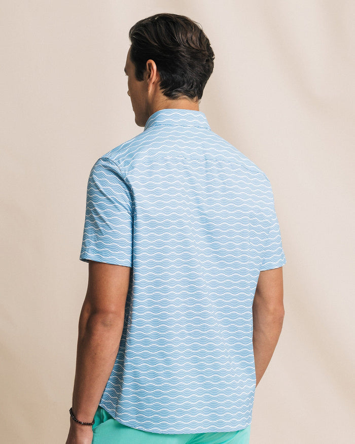 The back view of the Southern Tide Ocean Echo Coastal Breeze® Short Sleeve Sport Shirt by Southern Tide - Ocean Channel