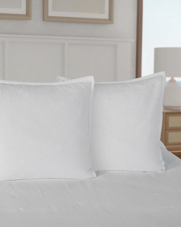 The detail view of the Southern Tide Ocean Isle White Euro Sham by Southern Tide - White