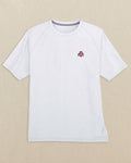 The front view of the Southern Tide Ohio State Buckeyes brrr°®-illiant Performance T-Shirt by Southern Tide - Platinum Grey
