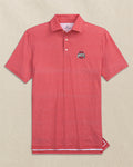 The front view of the Southern Tide Ohio State Buckeyes Driver Dunes Edge Plaid Polo by Southern Tide - Varsity Red