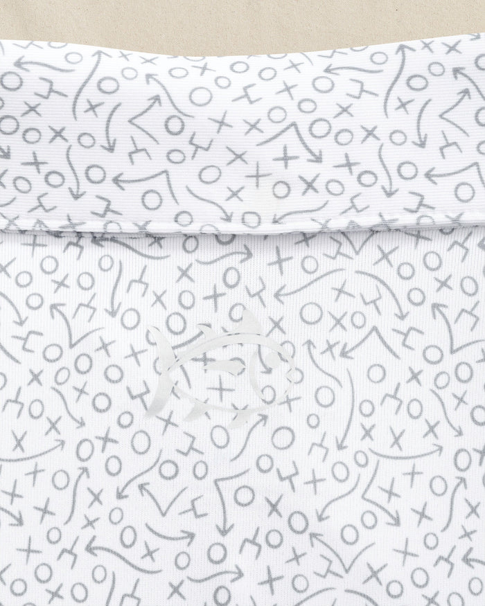 The detail view of the Southern Tide Ohio State Buckeyes Driver Gameplay Polo by Southern Tide - Classic White