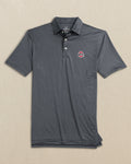The front view of the Southern Tide Ohio State Buckeyes Driver ST Geo Printed Polo by Southern Tide - Caviar Black