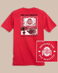 The back view of the Ohio State Buckeyes Fishing Flag T-Shirt by Southern Tide - Varsity Red