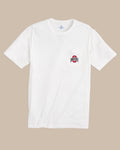 The front view of the Southern Tide Ohio State Buckeyes Gameday Embroidered Short Sleeve T-Shirt by Southern Tide - Classic White