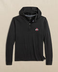 The front view of the Southern Tide Ohio State Buckeyes Scuttle Quarter Zip Hoodie by Southern Tide - Caviar Black