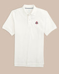 The front view of the Ohio State Buckeyes Skipjack Polo by Southern Tide - Classic White