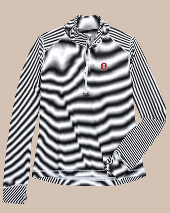 Ohio State Buckeyes Women's Striped Runaround Quarter Zip C_Outerwear Southern Tide