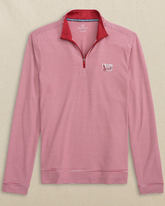 Oklahoma Sooner Schooner Cruiser Micro-Stripe Heather Quarter Zip C_Outerwear Southern Tide