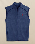 The front view of the Southern Tide Oklahoma Sooners Baybrook Heather Vest by Southern Tide - Heather Navy
