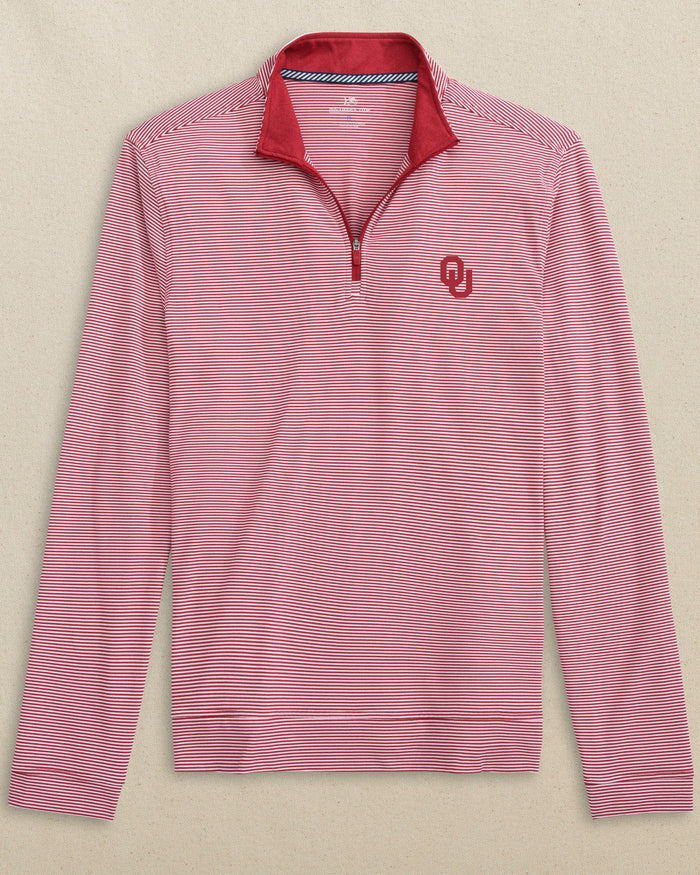 Oklahoma Sooners Cruiser Micro-Stripe Heather Quarter Zip C_Outerwear Southern Tide