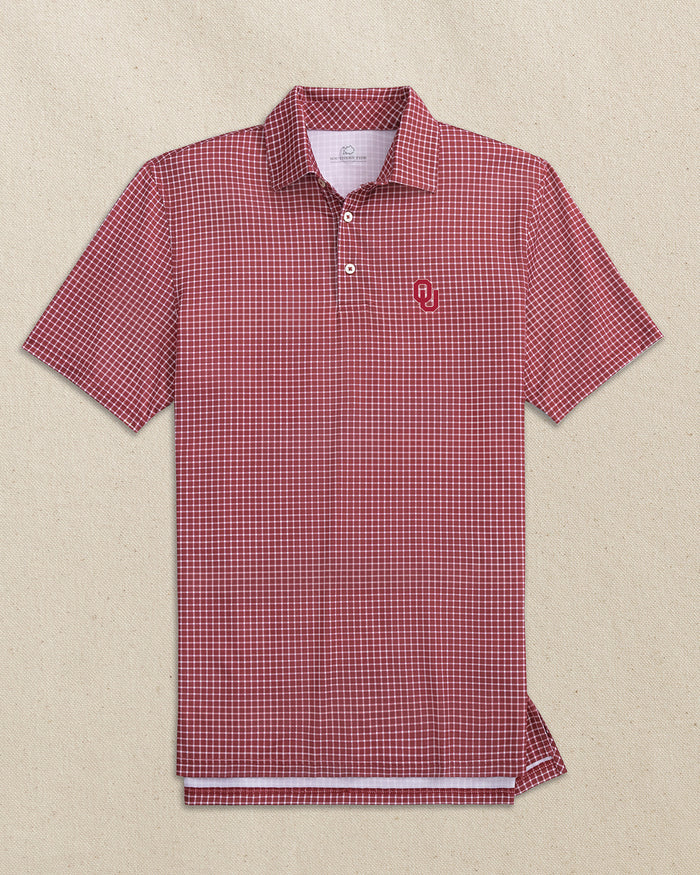Oklahoma Sooners Driver Dunes Edge Plaid Polo C_Polo Shirts Southern Tide
