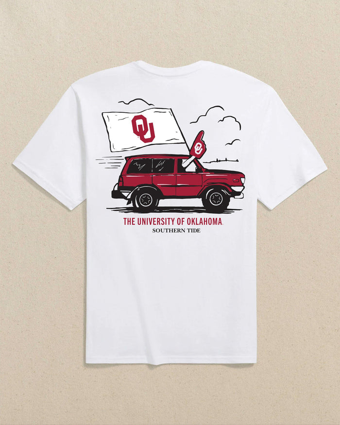 The back view of the Southern Tide Oklahoma Sooners Game Bound Short Sleeve T-Shirt by Southern Tide - Classic White