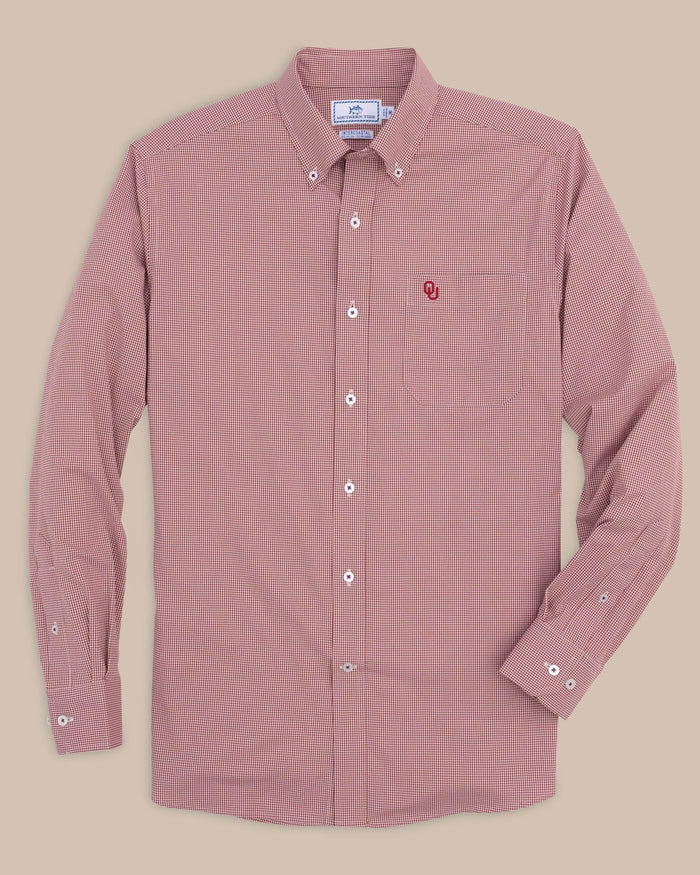 Oklahoma Sooners Gingham Button Down Shirt C_Sportshirts Southern Tide