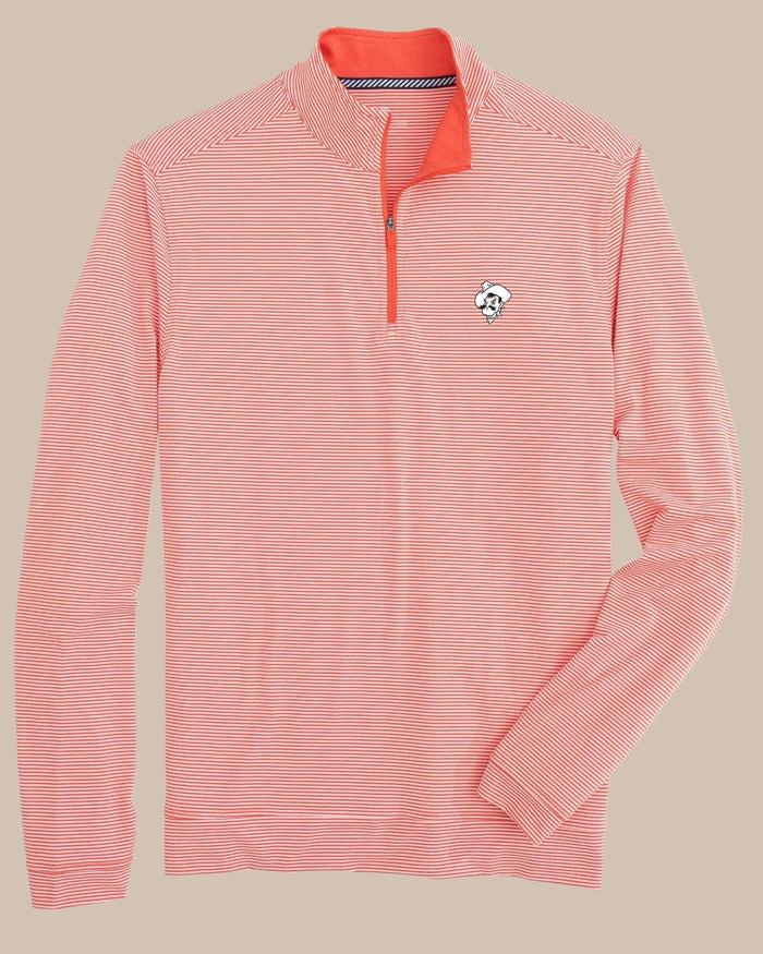 Oklahoma State Cowboys Cruiser Micro-Stripe Heather Quarter Zip C_Outerwear Southern Tide