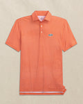 The front view of the Southern Tide Oklahoma State Cowboys Driver Dunes Edge Plaid Polo by Southern Tide - Endzone Orange