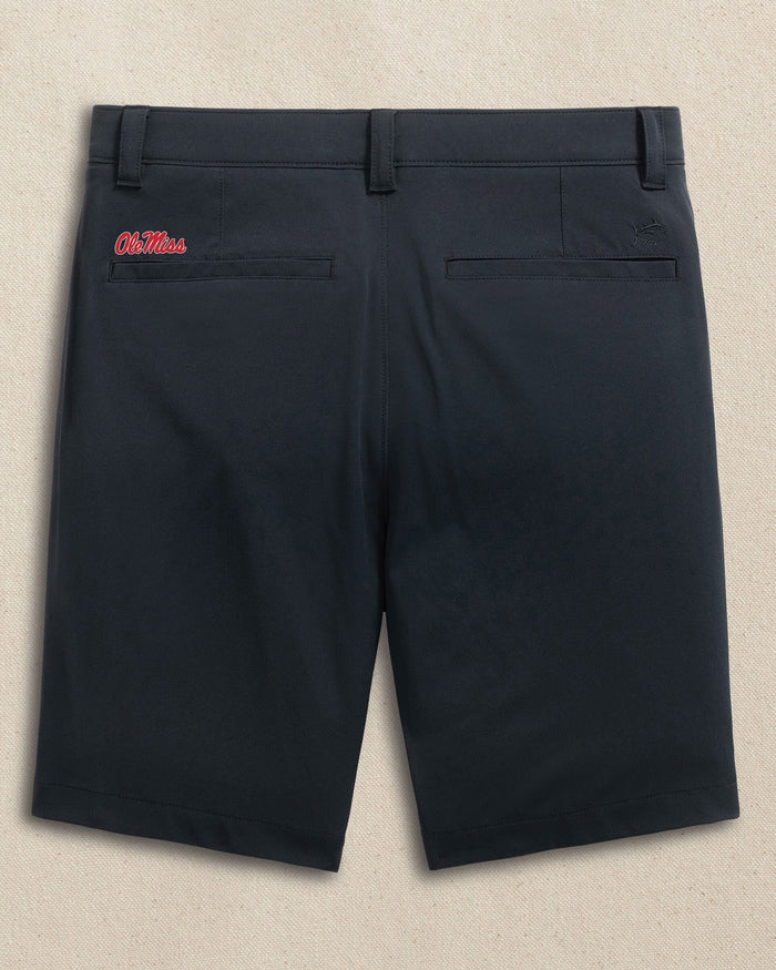 The back view of the Southern Tide Ole Miss Rebels brrr°®-die 8" Performance Short by Southern Tide - Caviar Black