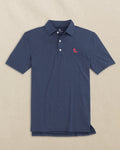 The front view of the Southern Tide Ole Miss Rebels brrr°®-eeze Heather Performance Polo by Southern Tide - Heather Nautical Navy