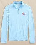 The front view of the Ole Miss Rebels Cruiser Micro-Stripe Heather Quarter Zip by Southern Tide - Heather Rush Blue