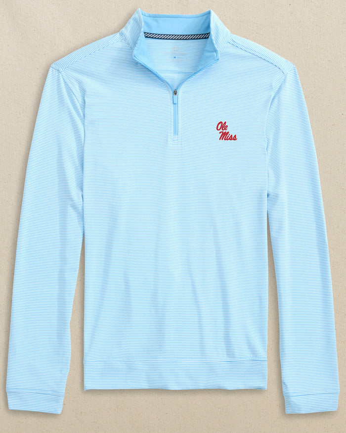 Ole Miss Rebels Cruiser Micro-Stripe Heather Quarter Zip C_Outerwear Southern Tide