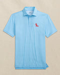 The front view of the Southern Tide Ole Miss Rebels Driver Dunes Edge Plaid Polo by Southern Tide - Rush Blue