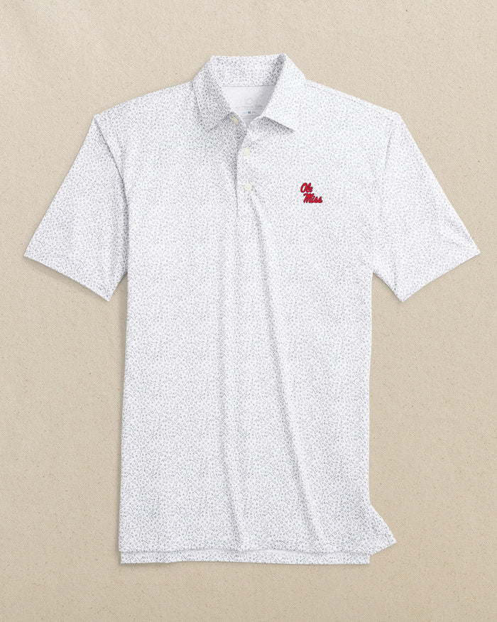 The front view of the Southern Tide Ole Miss Rebels Driver Gameplay Polo by Southern Tide - Classic White