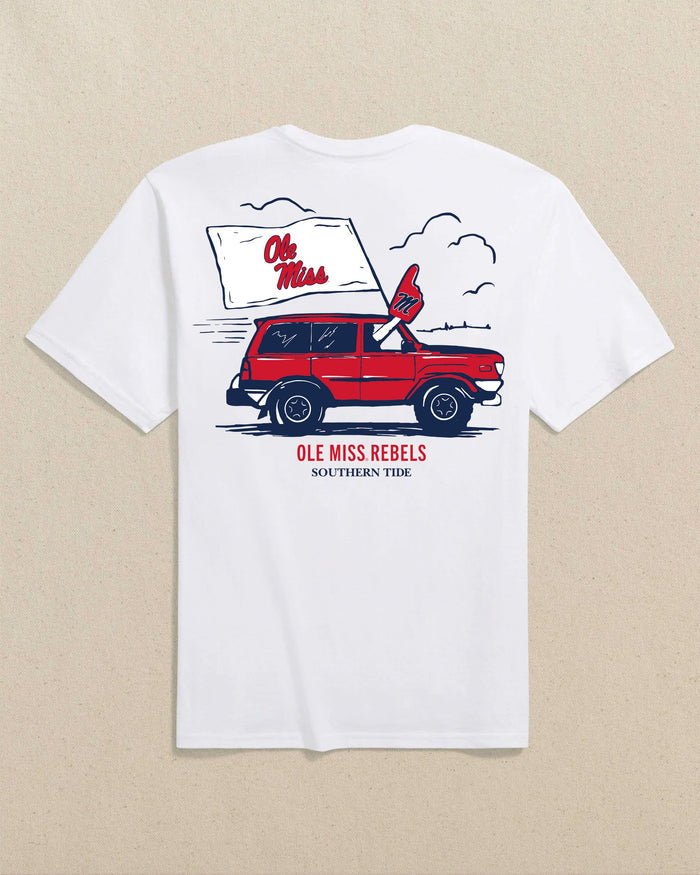 The back view of the Southern Tide Ole Miss Rebels Game Bound Short Sleeve T-Shirt by Southern Tide - Classic White