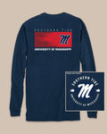 The back view of the Southern Tide Ole Miss Rebels Gameday Hexagon Gradient T-Shirt by Southern Tide - Navy