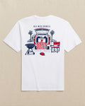 The back view of the Southern Tide Ole Miss Rebels Stadium View Short Sleeve T-Shirt by Southern Tide - Classic White