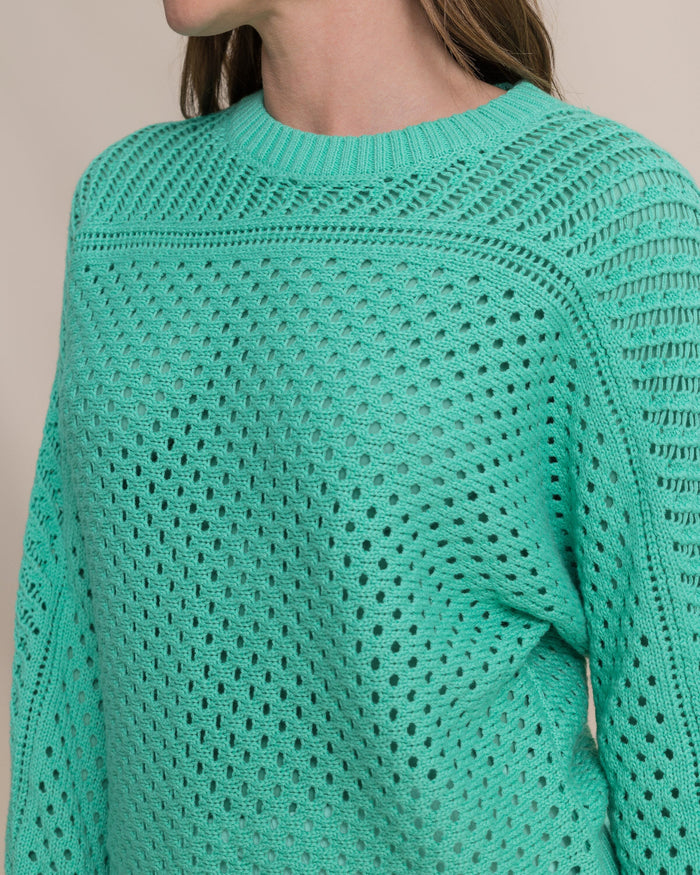 The detail view of the Southern Tide Ophelia Open Stitch Sweater by Southern Tide - Florida Keys
