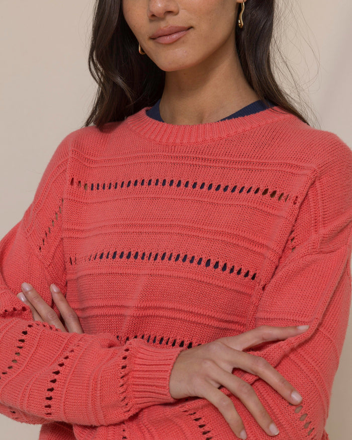The detail view of the Southern Tide Ophelia Sweater by Southern Tide - Coral Beach