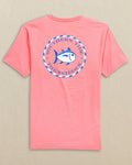 The back view of the Southern Tide Original Circle Skipjack Short Sleeve T-Shirt by Southern Tide - Light Coral