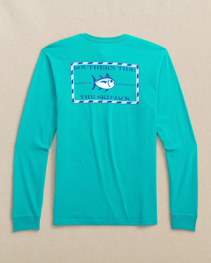 The back view of the Southern Tide Original Skipjack Long Sleeve Pocket T-Shirt by Southern Tide - Gulf Stream