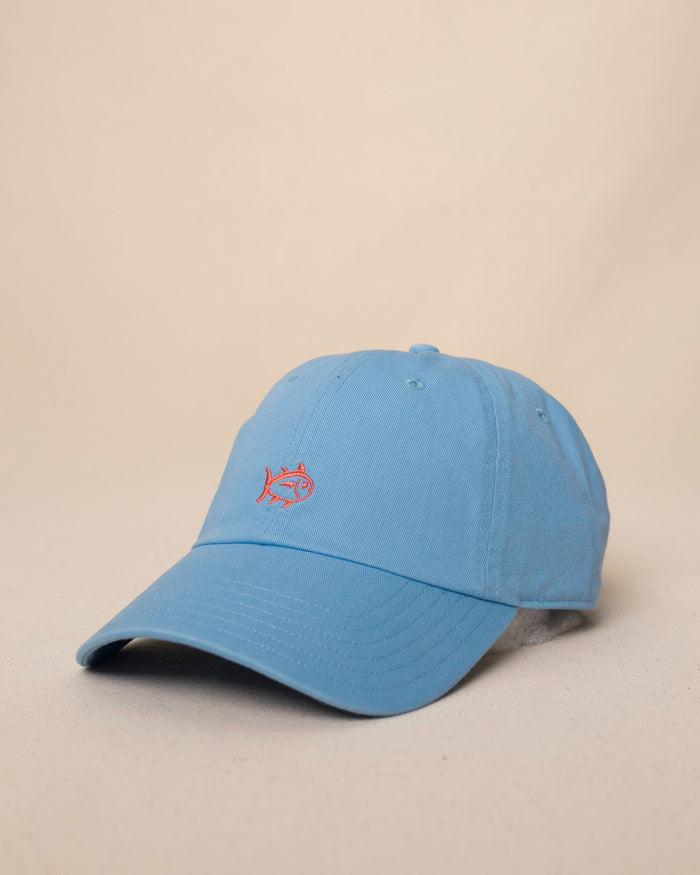 The side view of the Southern Tide Outline Skipjack Leather Strap Hat by Southern Tide - Ocean Channel