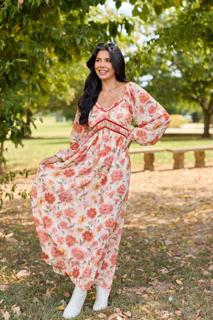 Painted Petals Floral Maxi Dress