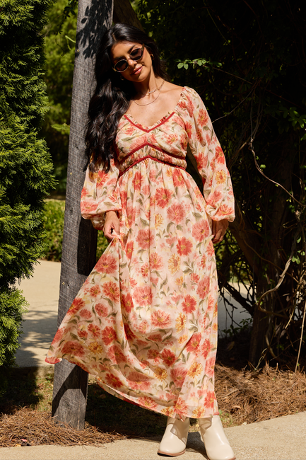 Painted Petals Floral Maxi Dress